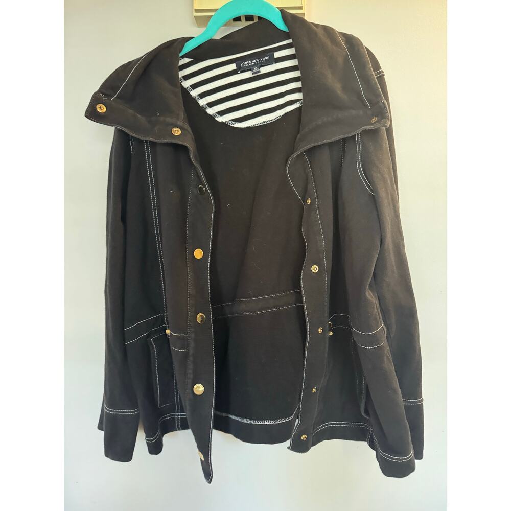 Jones New York Signature Woman Black Jacket w/ Contrast Stitching | Size 2X
